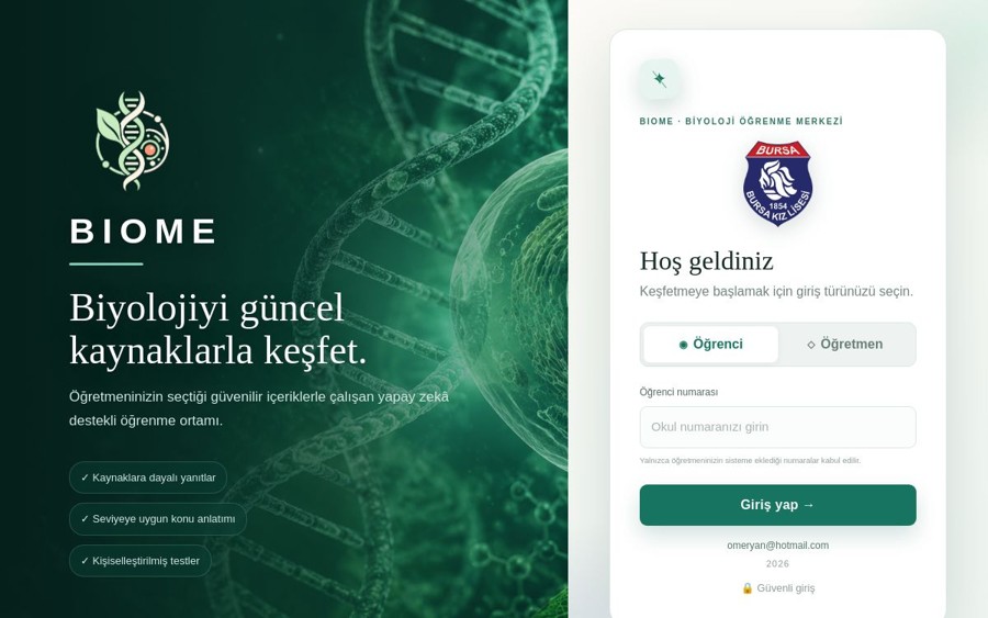 BIOME web sayfası önizlemesi